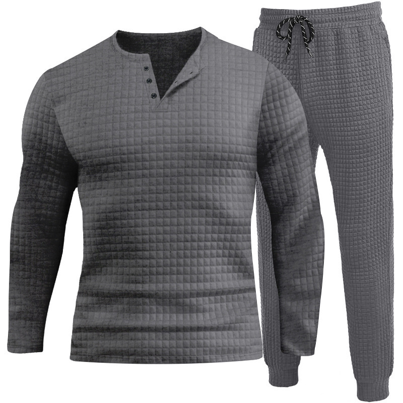 Herren Henley Shirt Und Jogger Hose Set Für Herbst Und Winter_voghion.com