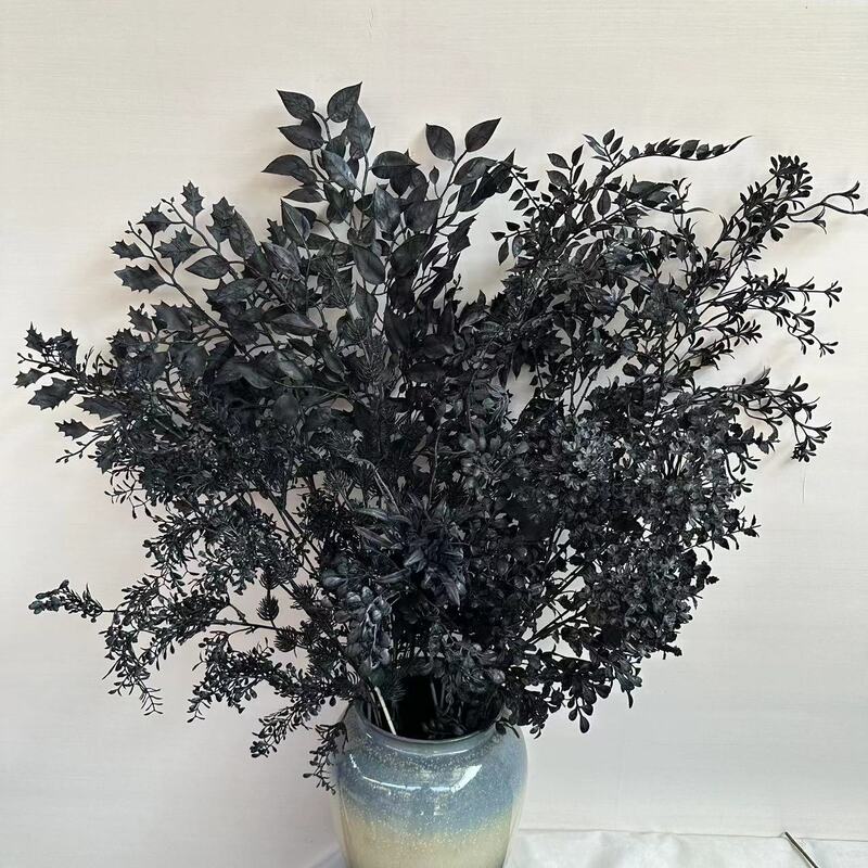 Black Rose Artificial Flower Dark Eucalyptus Epiphyllum Wedding Plastic Flower Halloween Home Beauty Dress Fake Flower
