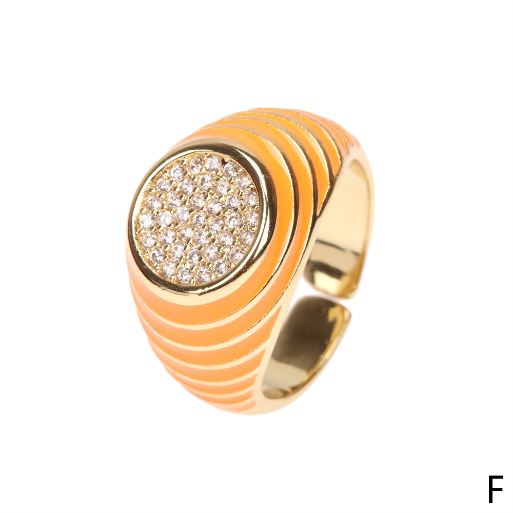 Cute Candy Color Zircon New Trendy Fashion Personality Copper Drip Oil Ring Wholesale display picture 8