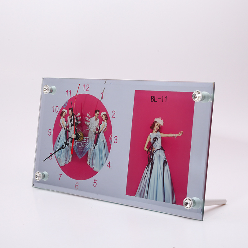 Clock Sublimation Ornament Photo Frame Transparent Display Frame Photo Photo Printing Creative Photo Frame Crystal Glass Table