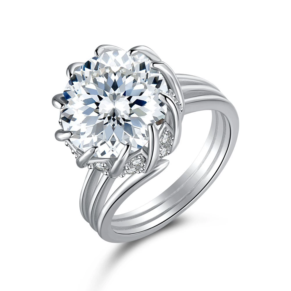 Ring, nail sequins with zircon, silver 925 sample