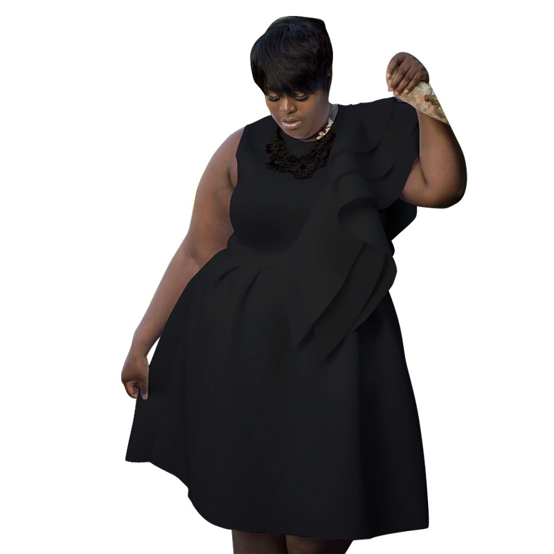 Women's Clothing Plus Size Clothes Sexy Round Neck A-Line Dress African Style Evening Gown Thin Summer Beach Casual_ecoleips.com
