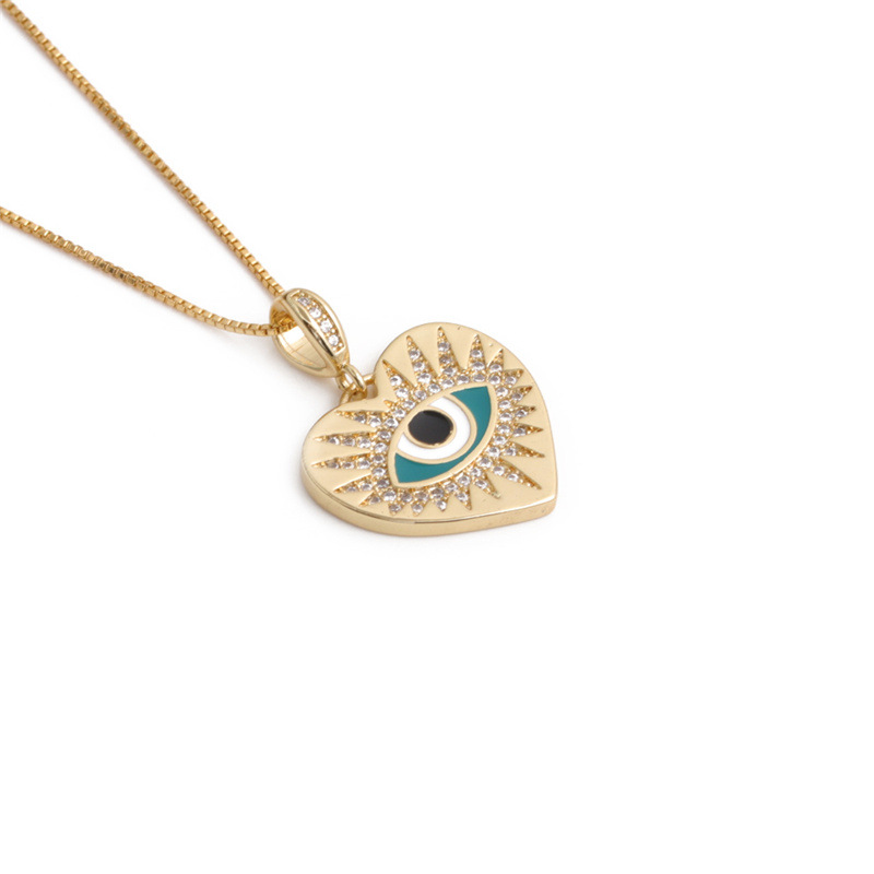 Fashion Heart-shaped Devil Eyes Zircon Pendant Necklace