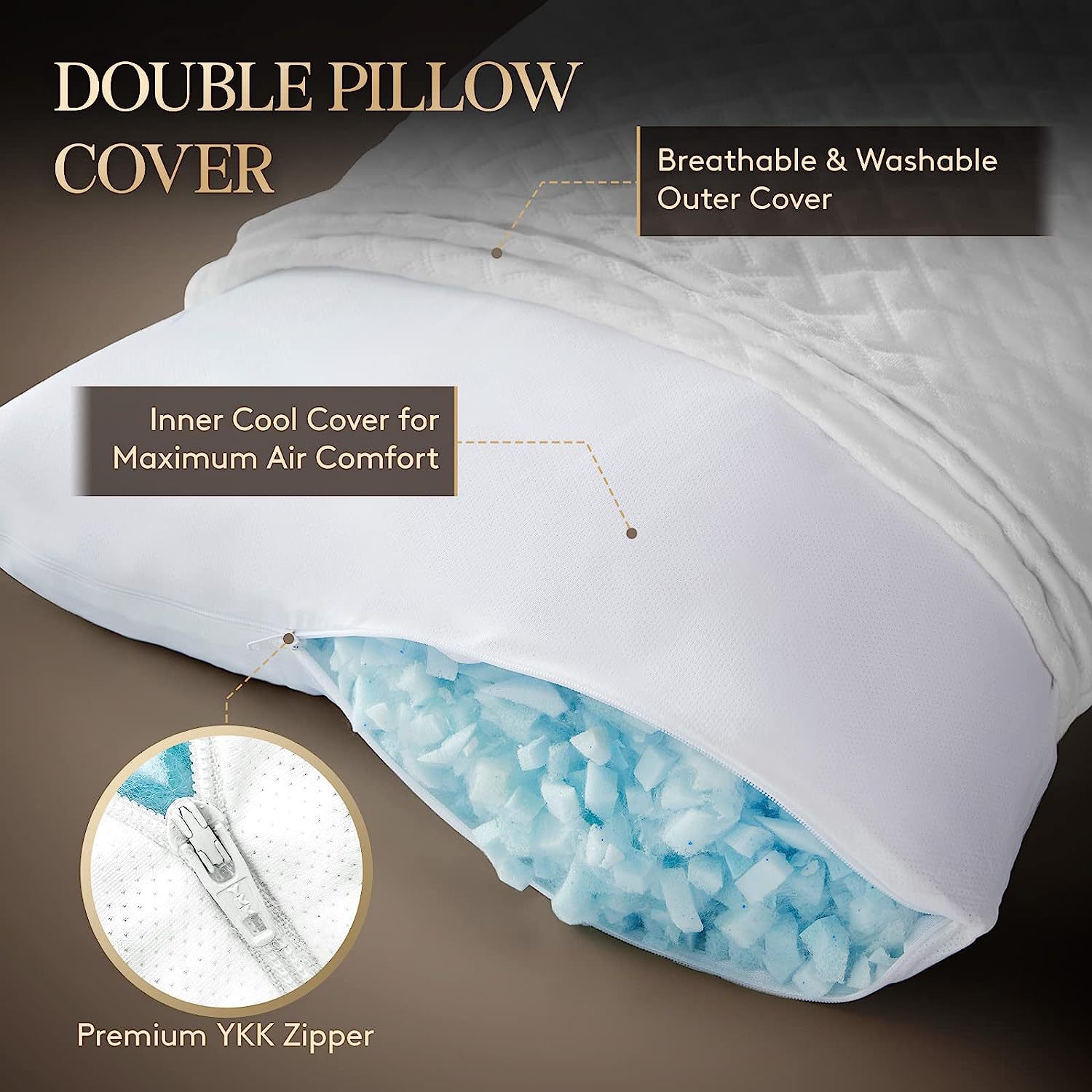 Amazon Wish almohada de espuma de memoria personalizada capa de aire de fibra de bambú altura ajustable funda de almohada