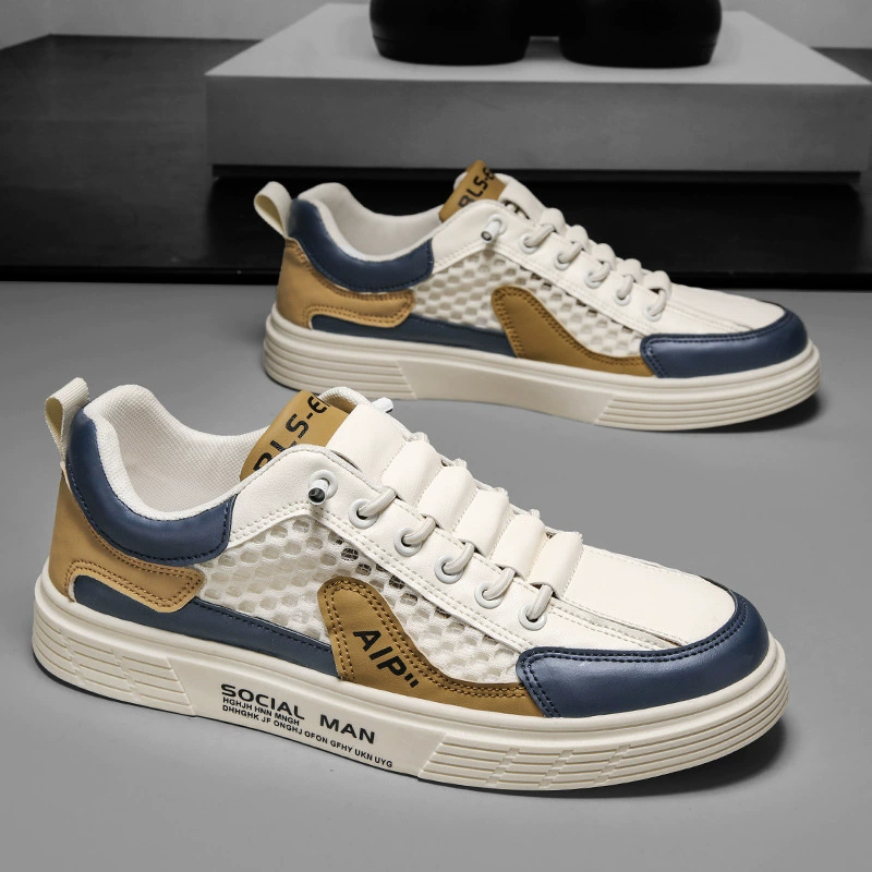 Маленькие белые туфли мужские дикие летние сетчатые мужские туфли 2024 новый тренд корейские повседневные спортивные нескользящие и износостойкие кроссовки