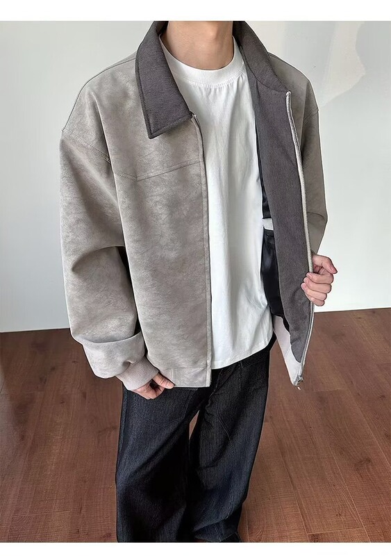 HMNtudio American retro cleanfit marble pattern leather jacket for men, spring and autumn high-end leather jacket