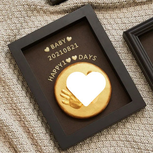 Full Moon Baby Hand and Foot Print Mud Fetal Hair Commemorative 100-Day Handprint and Footprint Photo Frame Baby Hand and Foot Print Free Shipping