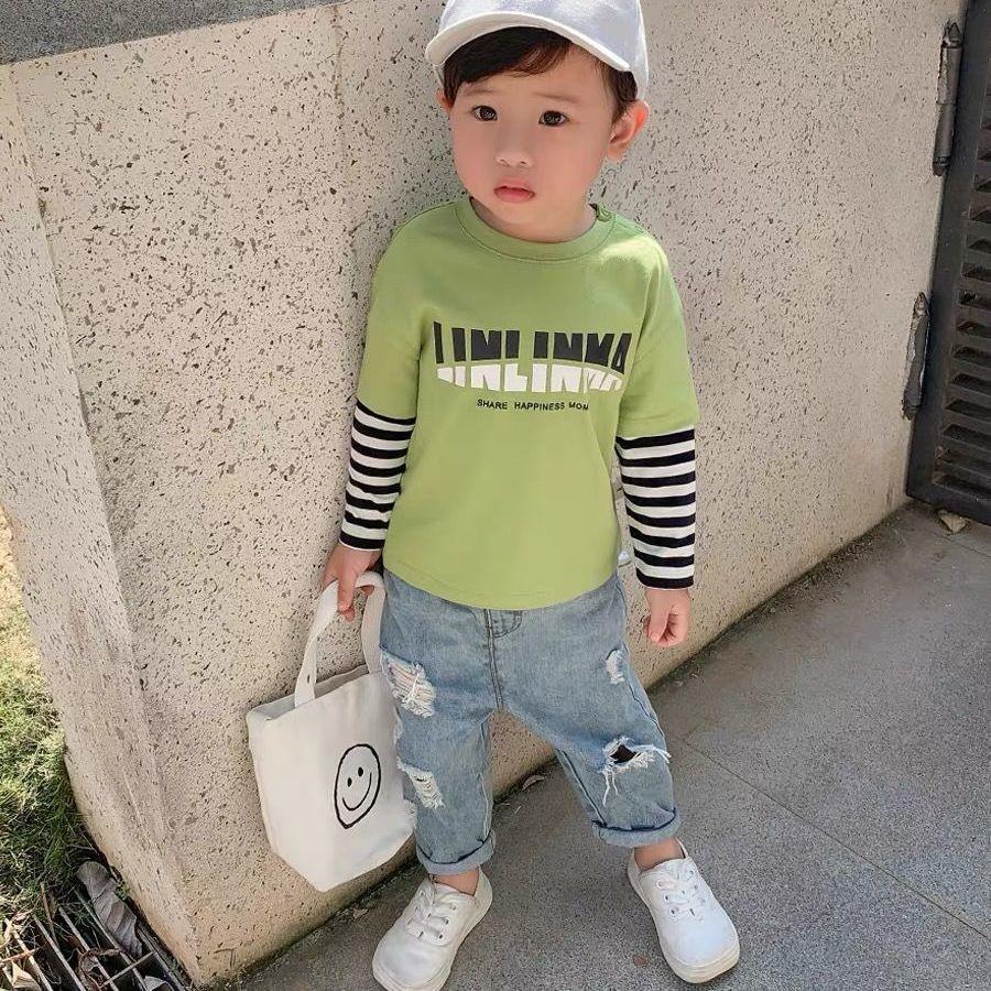 儿童夏装破洞牛仔裤春秋季男童裤子小童宝宝宽松九分女童长裤薄款