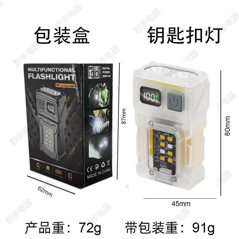 Transfronterizos nueva mini linterna alarma de defensa cargada al aire libre lámpara de sombrero de pinza luz nocturna luz de llaver de múltiples fuentes