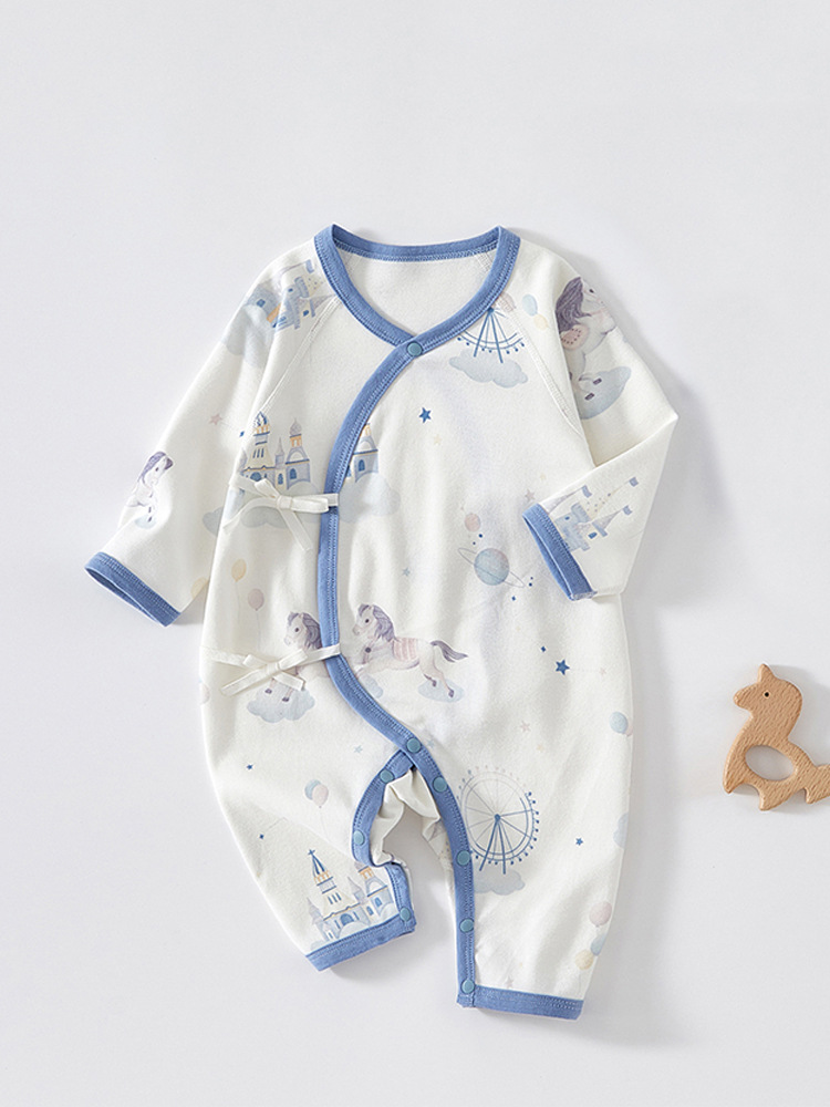 Ropa de bebés recién nacidos, algodón puro, ropa de monje para bebés, ropa de mariposa delgada primavera y otoño sin hueso.