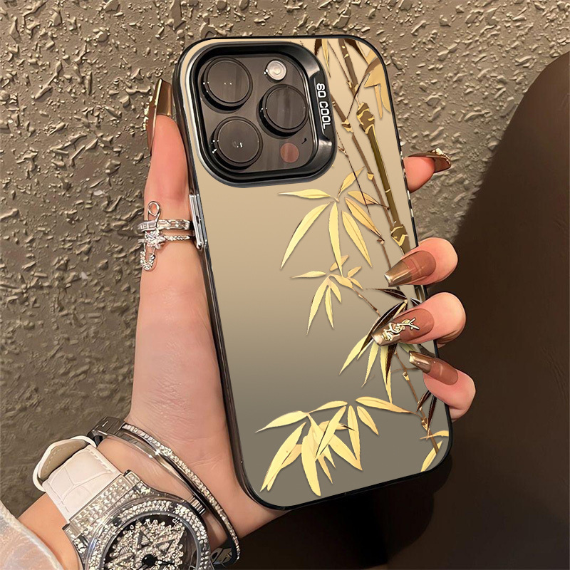 Bamboo Suitable for Apple 15 Mobile Phone Case 14 Protective Case iPhone13 Color Silver 12 Silicone Mini Soft Edge 11 All-inclusive