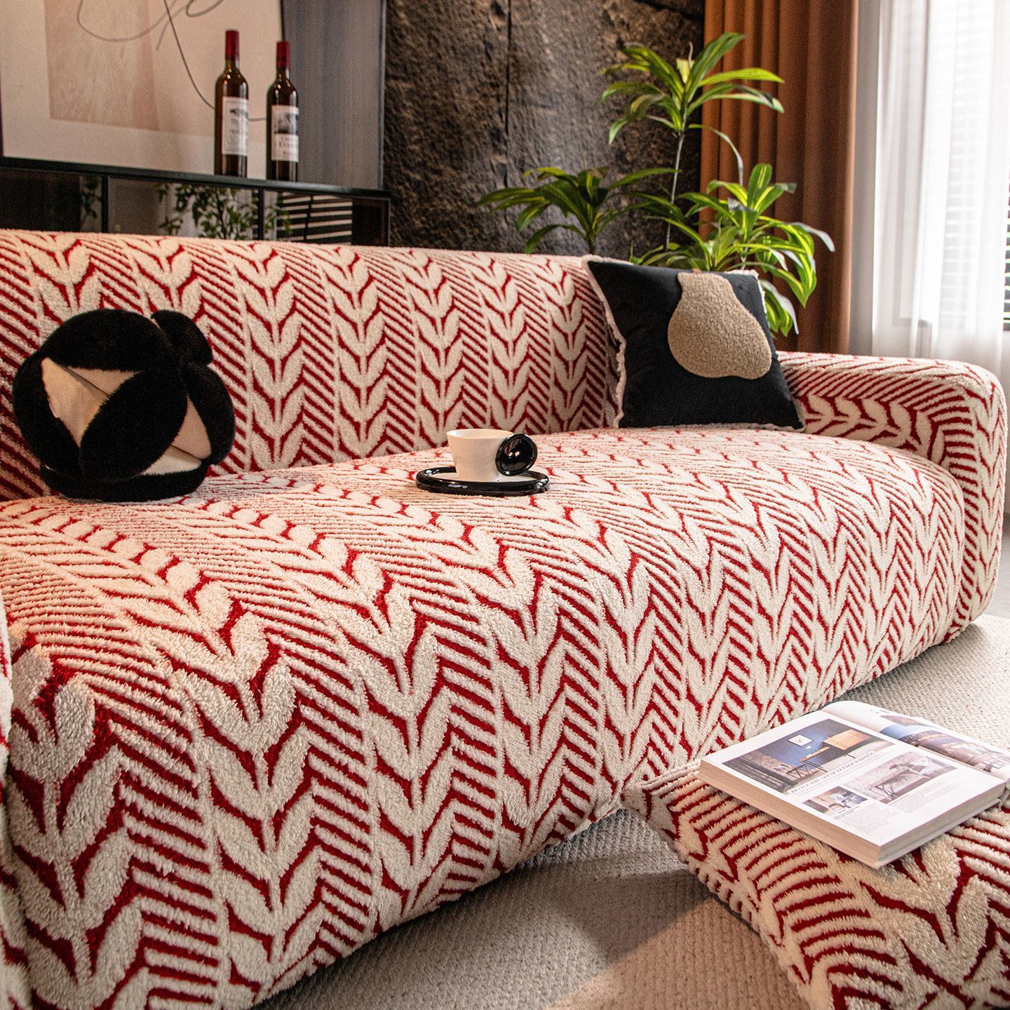 Jacquard de algodón cómodo sofá cubierta 2025 nuevo otoño invierno anti-gato agarra todo incluido cuatro estaciones cubierta protectora elástica universal