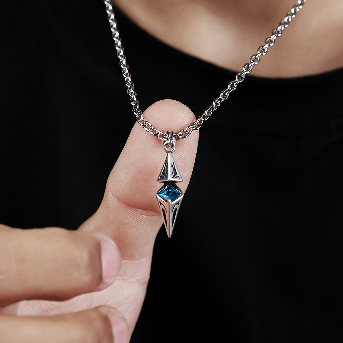 Estilo Simple Estilo Clásico Geométrico Aleación Acero Titanio Enchapado Hombres Pulsera Collar Collares Con Colgante Para Hombre display picture 8