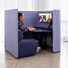 欧美休息区接待洽谈室桌椅办公会客休闲围合屏风高背创意卡座沙发