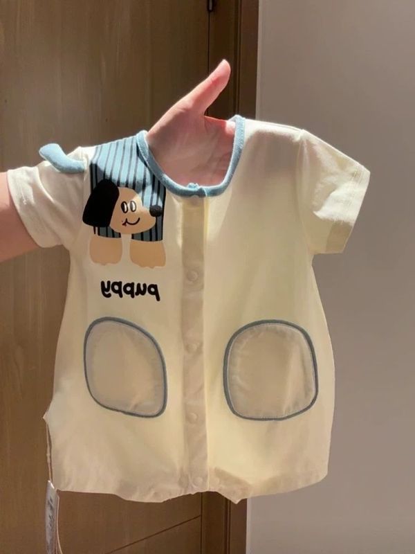 ベビー服夏新生児ジャンプスーツ北欧スタイル漫画半袖薄型通気性ハイハイ服|undefined