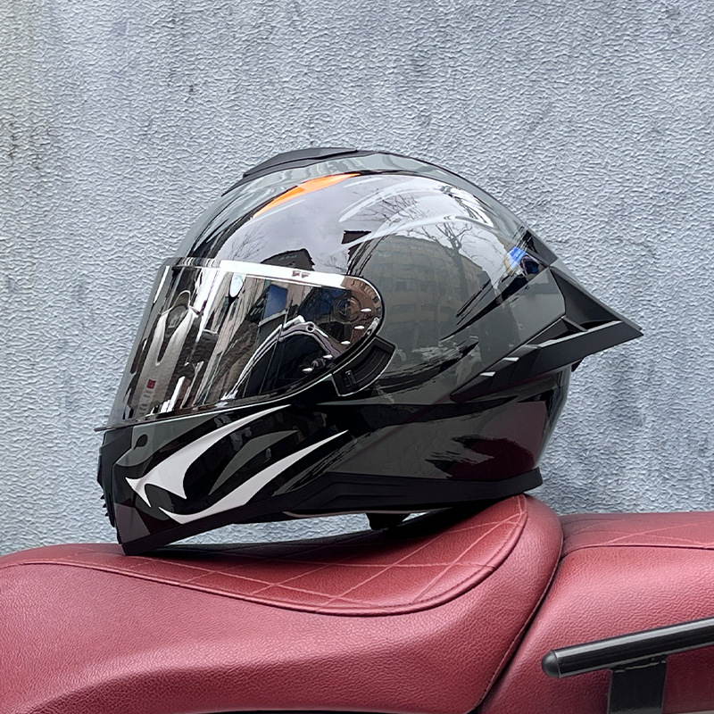 Casco integral transfronterizo DOT de la versión mejorada de LVS con doble lente para hombres, casco de seguridad universal para todas las estaciones para motociclistas femeninas, casco de motocicleta con doble lente.