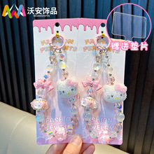 猫咪串珠手机链钥匙扣女生可爱小猫钥匙链挂绳挂件背包挂饰批发