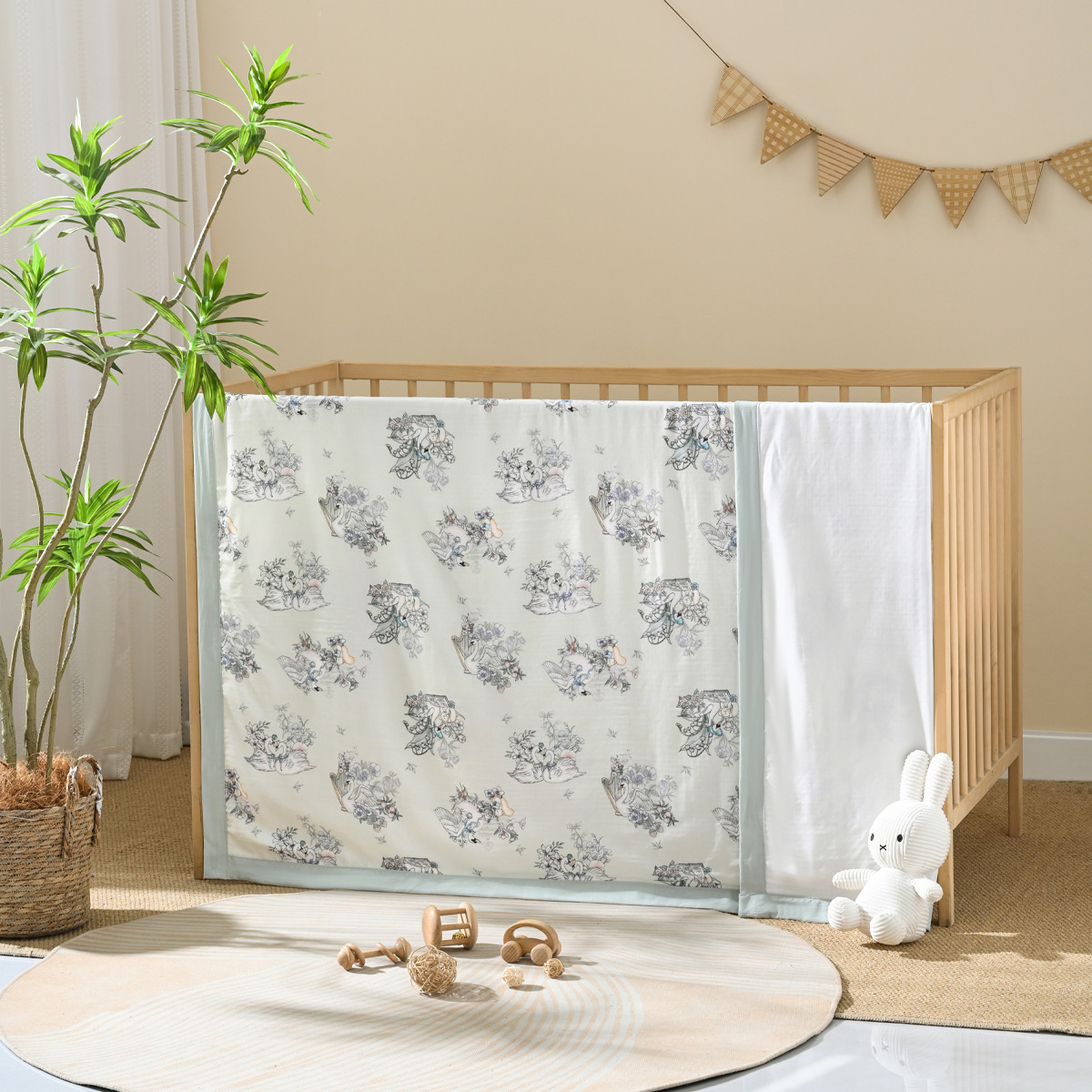 S-210 거즈4단 어린이이불 120*150(항균천주)-스완호-그린