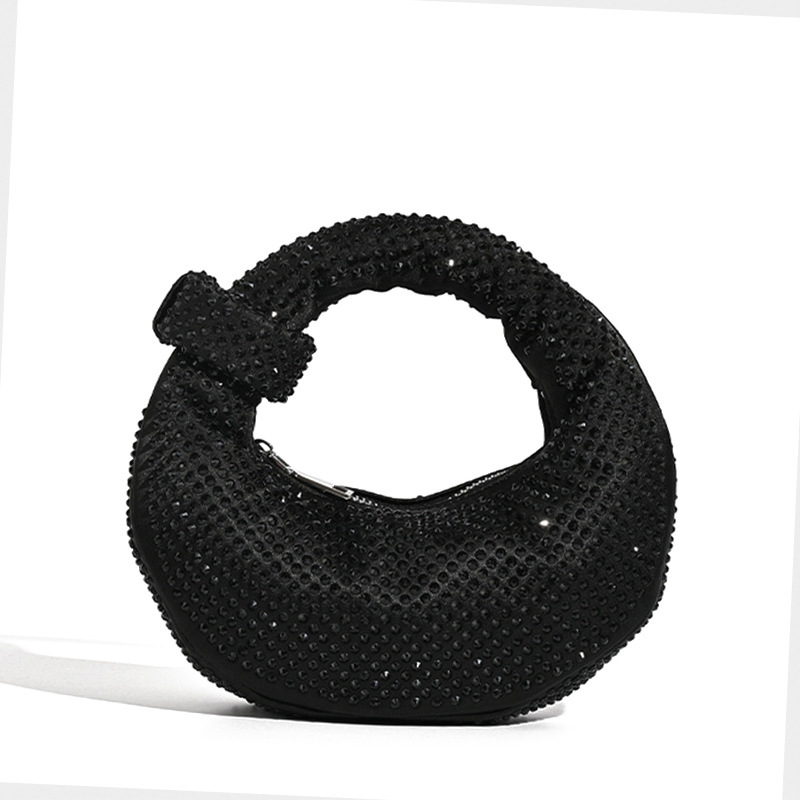 Cross-Border Diamond-Encrusted Mini Donut Bag, Sparkling Rhinestone Crossbody Bag, Versatile Shoulder Bag, Clutch, Evening Bag - Thumbnail 6
