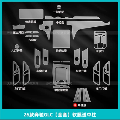 Car interior film Interior Protection Film C-Class C260 - 26-mercedes-benz-glc-full-set-soft-film-comes-with-center-pillar
