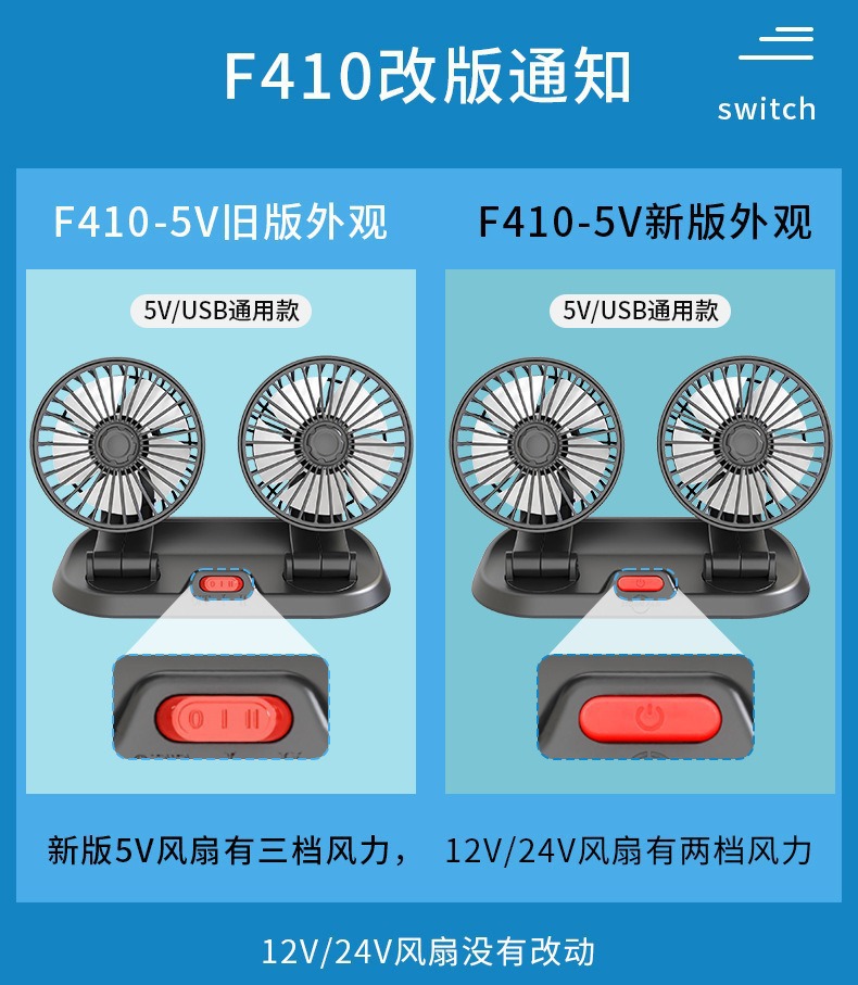 Car Fan with Dual Heads, 360-Degree Rotating Electric Fan with Adjustable Wind Power, Includes Parking Sign, Mini Fan for Car Use