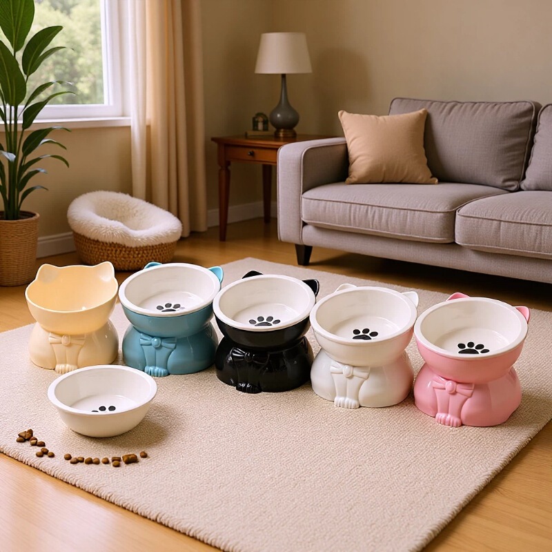 Ceramic Cat Bowl for Drinking Water and Eating, Cat Food Bowl, Tilted High-Footed Pet Bowl for Adult Cats and Kittens Ceramic Cat Bowl for Drinking Water and Eating, Cat Food Bowl, Tilted High-Footed Pet Bowl for Adult Cats and Kittens
