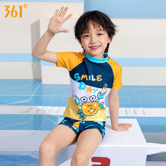 361 Children's Swimwear Boys' Girls' Baby's Split Swimwear Children's Long Short-Sleeved Beach