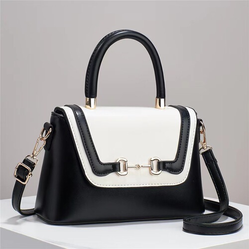  New Internet Celebrity Contrast Color Genuine Leather Style Fashionable Flip Shoulder Crossbody Cross-border Cute Women’s Bag Big Bag