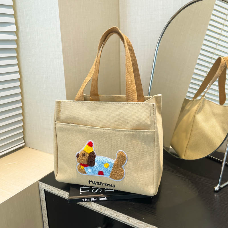 새로운 유행 캔버스 여성 대용량 학생 캐주얼 귀여운 인기 곰 쇼핑 가방 점심 가방 휴대용 점심 가방