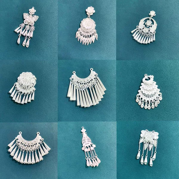 Miao Refrigerator Magnet Accessories Earrings Silver DIY Silver Hat Accessories Butterfly Peacock Phoenix Moon Accessories Pendant