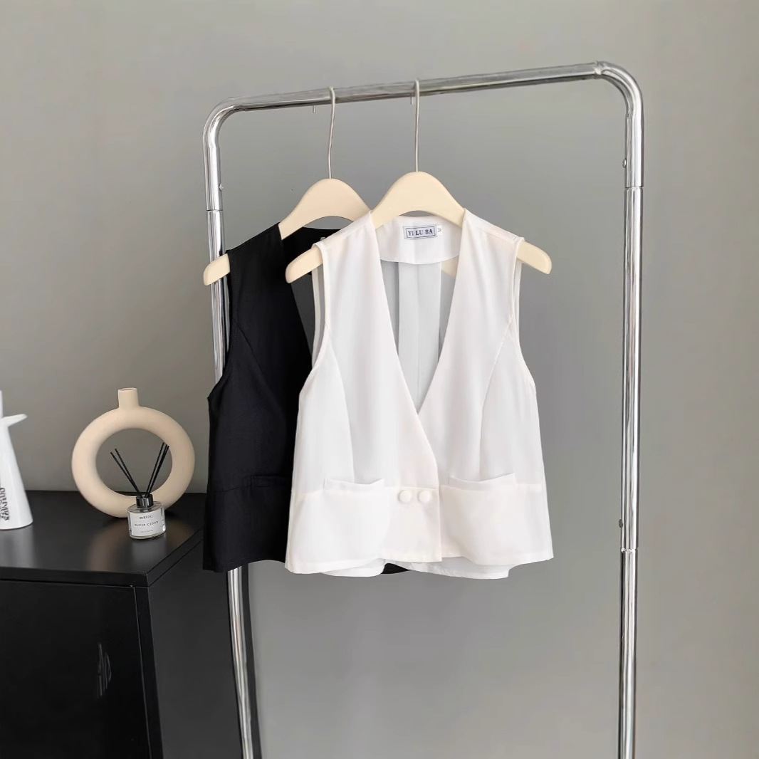 Chiffon Vest Women's Short Summer Thin Loose Slimming Layered Vest Pony Clip Women's Style