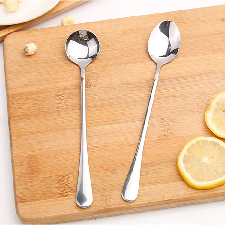 Creative Stainless Steel Long Handle Household Restaurant Stirring Coffee Korean Dessert Milk Tea Small Soup Spoon_voghion.com