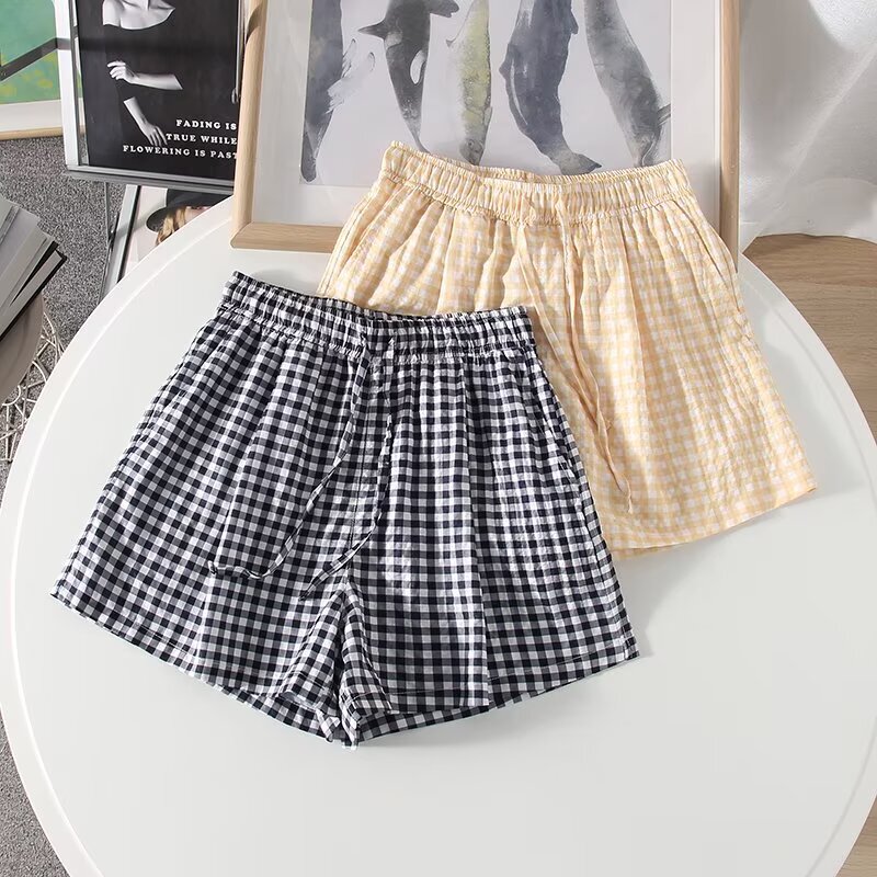 Fitting Room Summer Women's Seersucker Elastic Waist Shorts Casual Versatile Straight Pants/Five-Quarter Pants Women 477000 Fitting Room Summer Women's Seersucker Elastic Waist Shorts Casual Versatile Straight Pants/Five-Quarter Pants Women 477000
