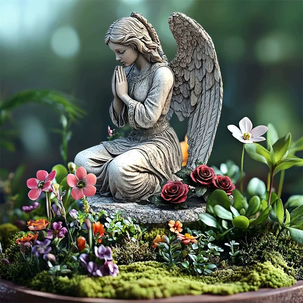 Трансграничные очаровательные молитвы Angel Garden вставить акриловые наружные декоративные горшечные растения и клумбы для идеального мемориала