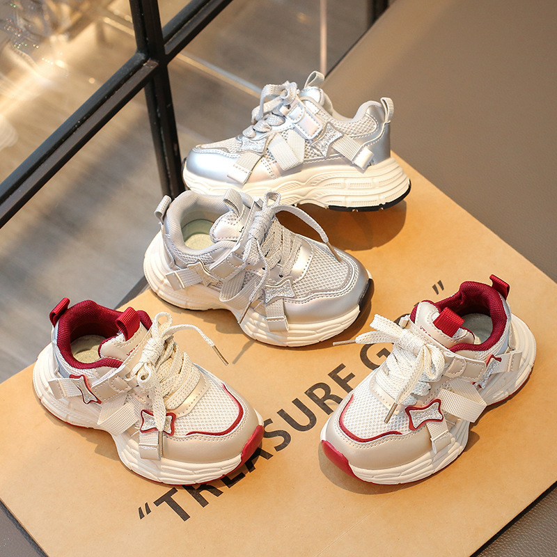 女の子スポーツシューズ男の子ファッションお父さん靴 2025 春と秋の新しい子供用ランニングシューズメッシュ通気性カジュアルシューズ|undefined