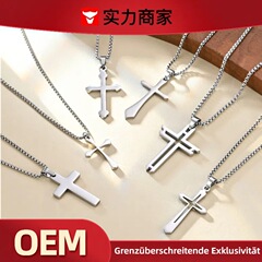 華越クロスボーダーヒップホップステンレススチールクロスネックレスメンズシンプルファッション多用途セーターチェーンチタン鋼ペンダント各種