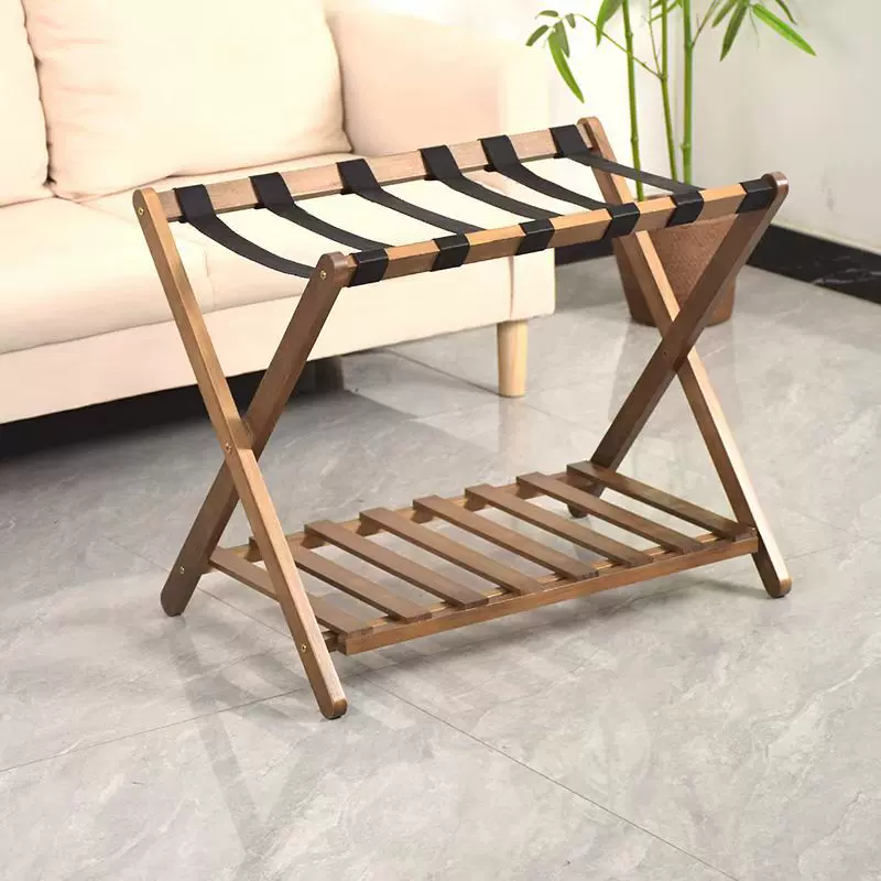 酒店行李架家用宾馆民宿卧室折叠收纳架楠竹客房行李箱置物架