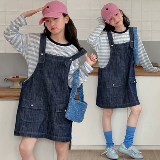 女童连衣裙夏季牛仔裙2026新款儿童韩系宽松大童薄款牛仔背带裙潮