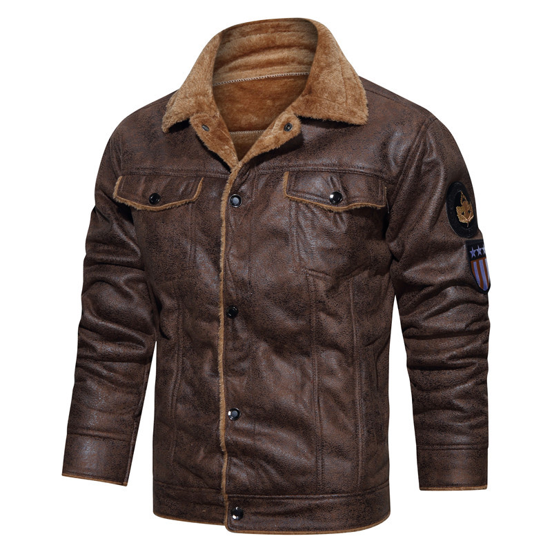 Herenkleding enkele winter heren lamsvacht jas suède jas motorkleding bontjas_voghion.com