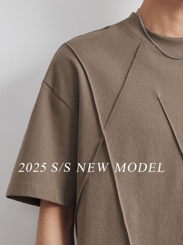 Yizhi ヘビーウェイトアメリカン半袖 Tシャツメンズ 2025 夏新作ルーズメンズ Tシャツクール薄手トップトレンディ|undefined