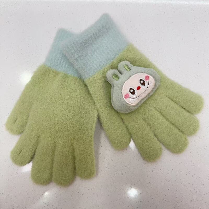 秋冬女士新款卡通可爱拉布布毛线手套柔软男女童保暖加厚分指手套|undefined