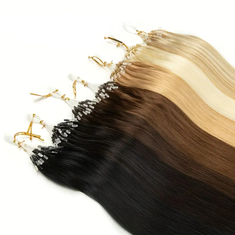 50 g Echte Menselijke Haarextensies Licht Donkere Kleur Steil Haar Vislijn Haar_voghion.com