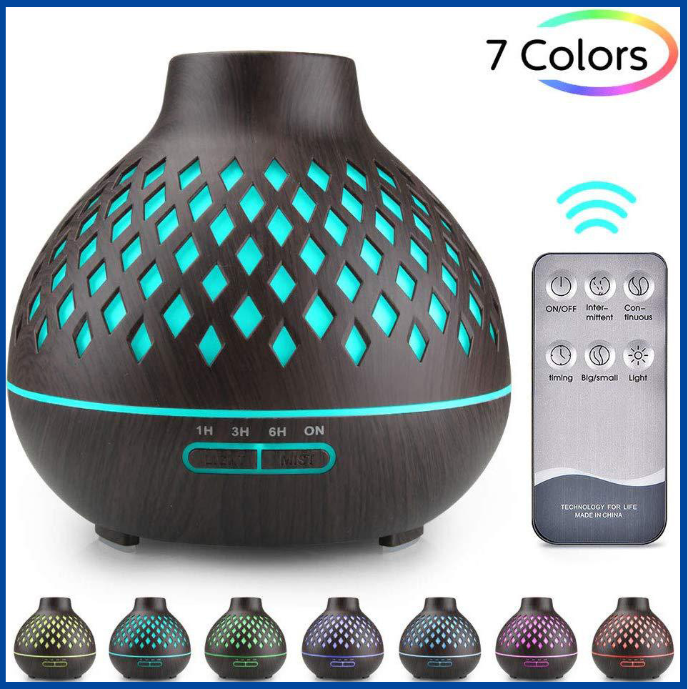 Cross-Border Top Diamond-Shaped Wood Grain Humidifier Ultrasonic Seven-Color Remote Control Home Wood Grain Aroma Diffuser Factory Direct Sale