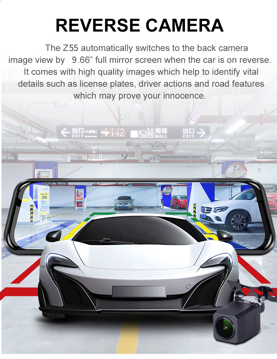 Cross-Border 9.66 10-Inch 4g Full-Screen Streaming Rearview Mirror Hd Night Vision 1080P Dual-Lens Driving Recorder