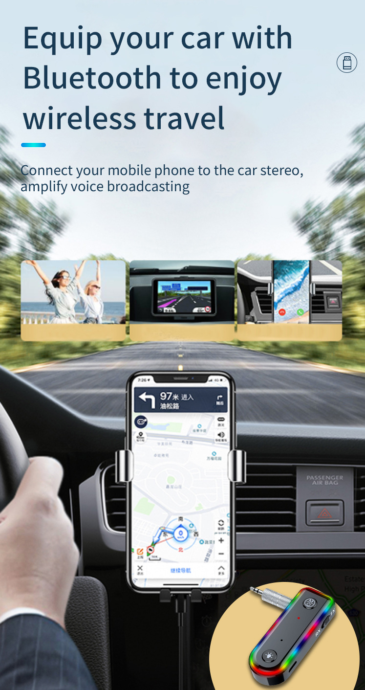 Car Wireless Bluetooth Transmitter Receiver Amplifier Plug-In Card Speaker Conversion Bluetooth Function Fm Frequency Universal Device