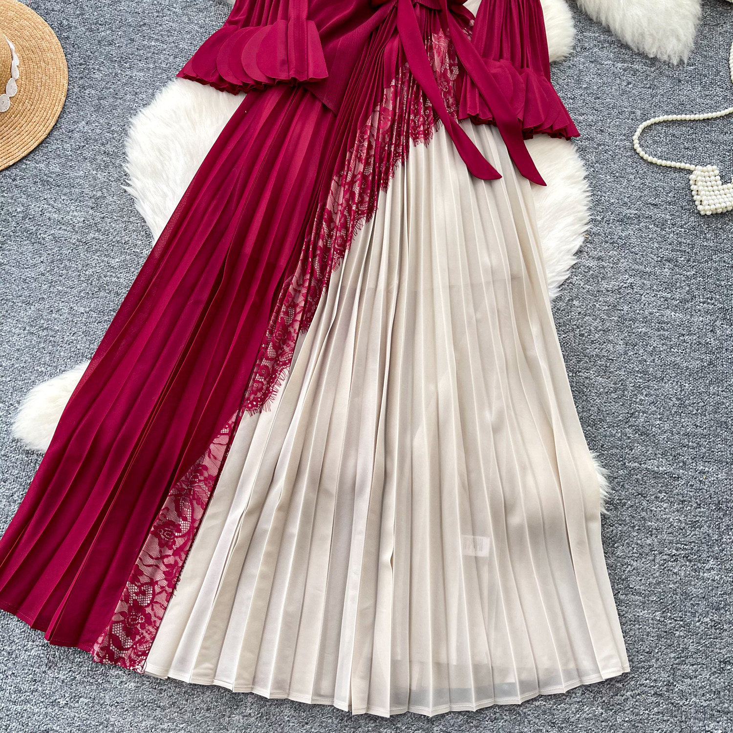 Elegant V-Neck Floral Print Maxi Dress Wrap Style Flared Sleeves Ruffle Hem Office-Ready One-Size Fits US 4-12 Four Colors_ecoleips.com