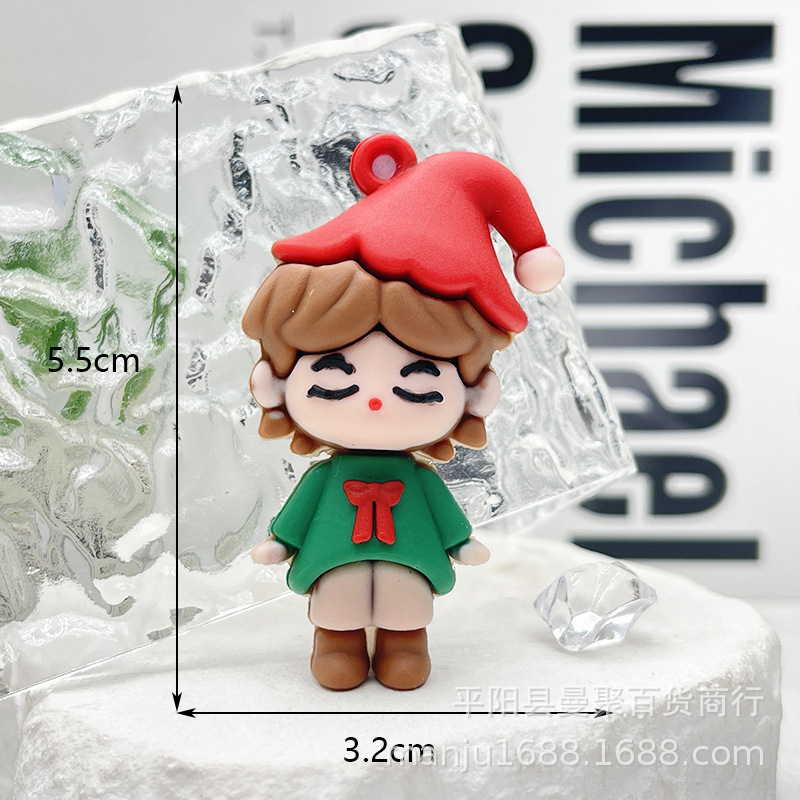 2025 クリスマスキーホルダー pvc サンタクロースキーホルダーペンダントクリスマスツリー装飾ブラインドボックス人形|undefined