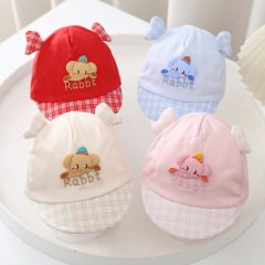嬰兒帽子夏季簿款卡通寶寶遮陽鴨舌帽子嬰幼兒帽子0-3個月