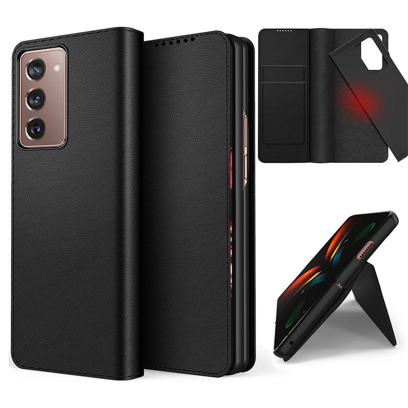 For Samsung ZFold2 mobile phone leather case cellulose leather for W21 mobile phone case anti-fall fold2 protective case