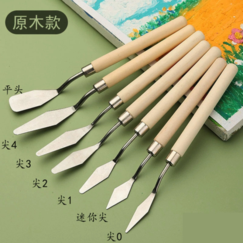 Cuchillo de pintura al óleo de arte al por mayor nuevo raspador de color de acero inoxidable raspador de pintura de gouache juego de 5 piezas suministro de comercio exterior